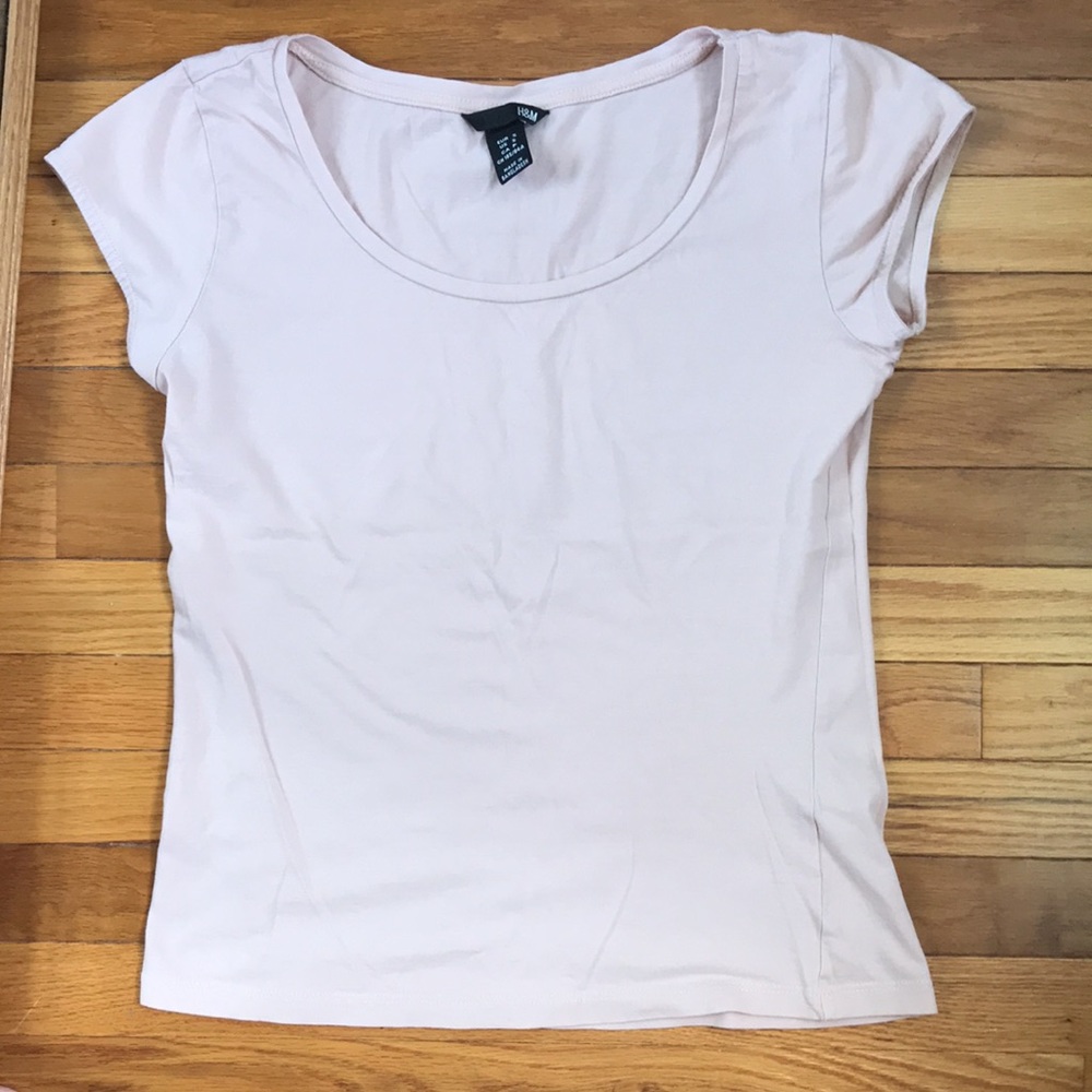 H&M Pale Pink Short Sleeve T Shirt Top sz Small